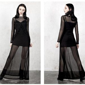 🕷🕸 NWT Gothic Mesh Layered Maxi Dress